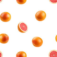 Grapefruit isolated on white background, SEAMLESS, PATTERN
