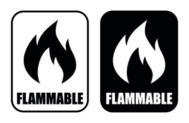 Information sign flammable. Black information sign, vector illustration. Set of vector sign. 
