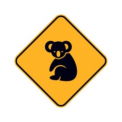 Koala road sign. Isolated koala on white background © oleg7799