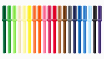 Fototapeta premium A set of felt-tip pens. Large set of twenty bright colors. Graphics. Drawing. Badge. Sticker. Can be used for advertising, magazines, web design. 
