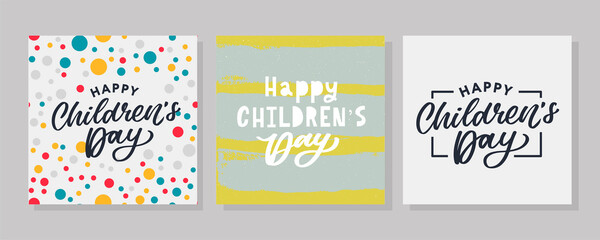 Happy Children's day. Holiday phrase. Hand drawn vector lettering.