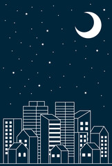 背景素材_シンプルなビル街_夜