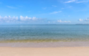 Blue sky background with beach and white sand beach in Pattaya, Thailand