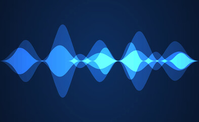 Blue digital equalizer background. Sound wave background