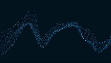 Dynamic particles sound wave flowing. Sound wave background.