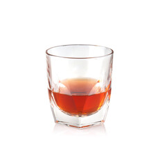 Alcoholic beverages. Scotch whiskey in elegant glass on white background