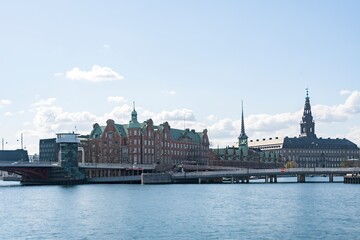 Fototapeta na wymiar Waterside scenery in Copenhagen, the capital city of Denmark