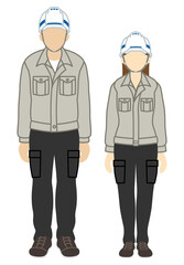 作業員　ヘルメット着用 - アルバイト制服・作業着　男女