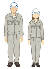 作業員　ヘルメット着用 - アルバイト制服・作業着　男女