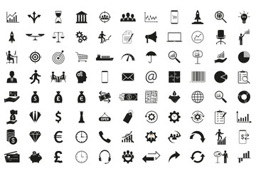 Business and management icons set. Vector illustration. Flat.