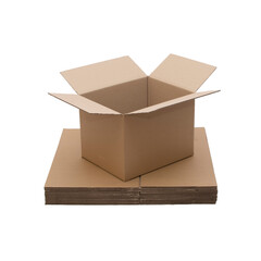 Brown corrugated cardboard box on white background