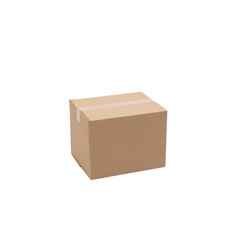Brown corrugated cardboard box on white background
