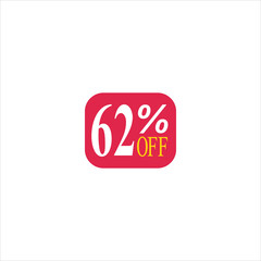 62 offer tag discount vector icon stamp on a white background