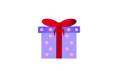 Purple polka dot gift boxes with red ribbon, Hand drawn isolated on white background. sale shopping, birthday, christmas, valentine concept. illustration in cartoon style for website design,logo,app