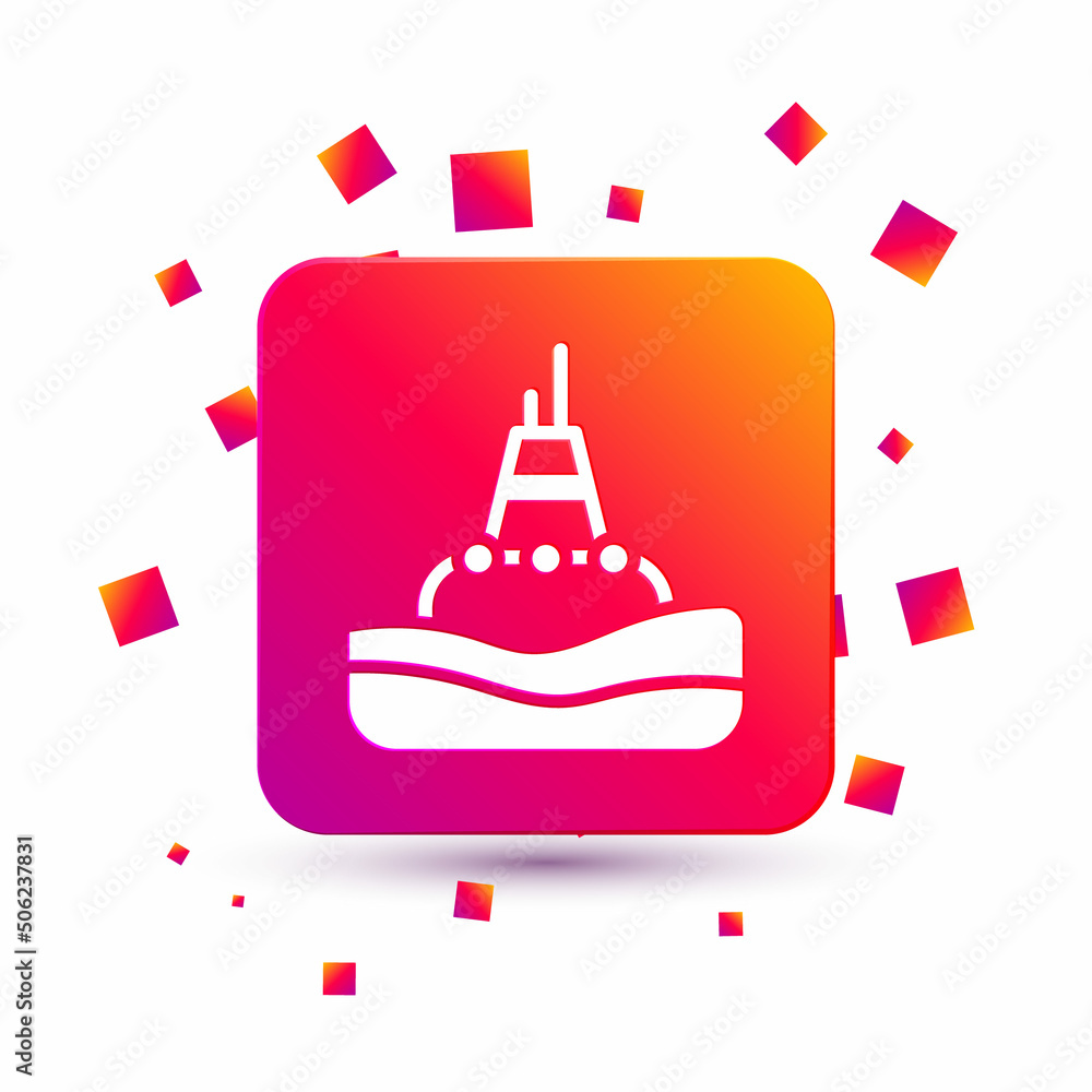 Poster white floating buoy on the sea icon isolated on white background. square color button. vector