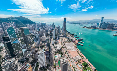 Fototapeta na wymiar Hong Kong skyline from aerial view
