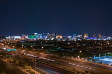 Nevada USA City of Las Vegas Skyline and Cityscape at Night.
