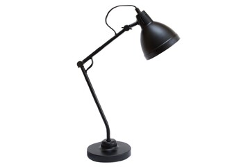  Black electric metal lamp isolated on a white background. Reading, modern desk lamp. Minimalistic interior decoration object.