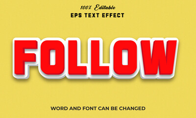 follow Editable 3d text Effect Style Premium,