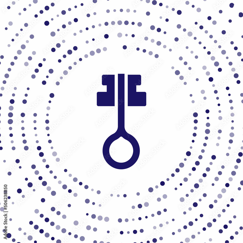 Poster blue old magic key icon isolated on white background. abstract circle random dots. vector