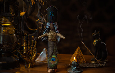Magical illustration, esoteric concept. Candles and other magical stuff. Wicca and pagan attributes...