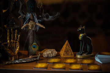 Magical illustration, esoteric concept. Candles and other magical stuff. Wicca and pagan attributes...