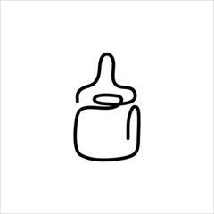 Fototapeta premium Continuous one line drawing a baby bottle. Vector illustration perfect for greeting cards, party invitations, posters, stickers, clothing. Silhouette of a baby bottle icon. 