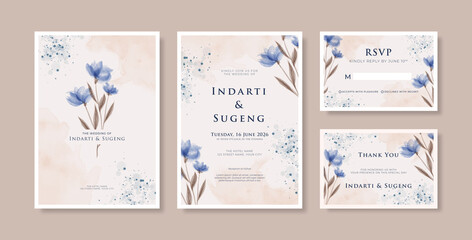 Beautiful and elegant wedding invitation with watercolor flower