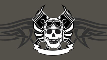 biker skull tattoo illustration background in vector format