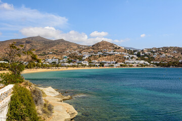 Ios island in Greece, a famous tourist destination with golden beaches and the characteristic...