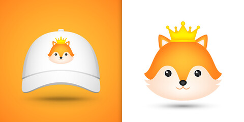 Fox head on white baseball cap