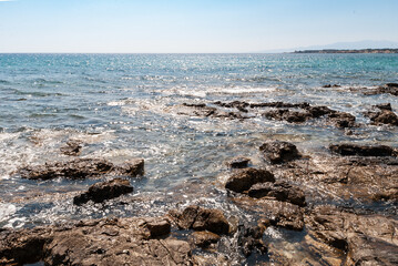 Rocky coastline on the island of Naxos in Greece