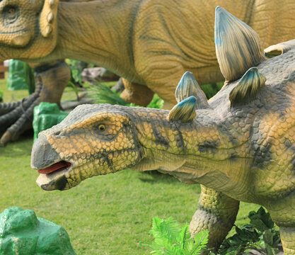 Turkey, Antalya, April 23, 2022: Theme Park With Dinosaurs