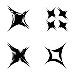 Abstract_4star Flat Icon Set Isolated On White Background