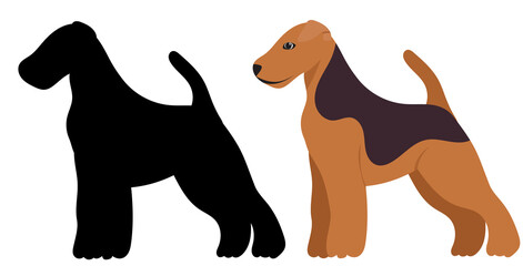 dog flat design, silhouette, isolated
