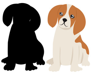 puppy sitting flat design, silhouette, isolated, vector