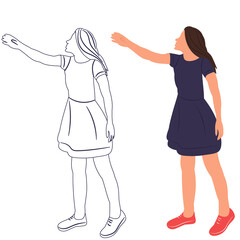 girl sketch, contour, isolated, vector
