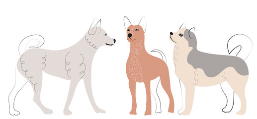 doodle dogs, cartoon cute dog, isolated