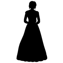 princess, bride silhouette, on white background, isolated, vector