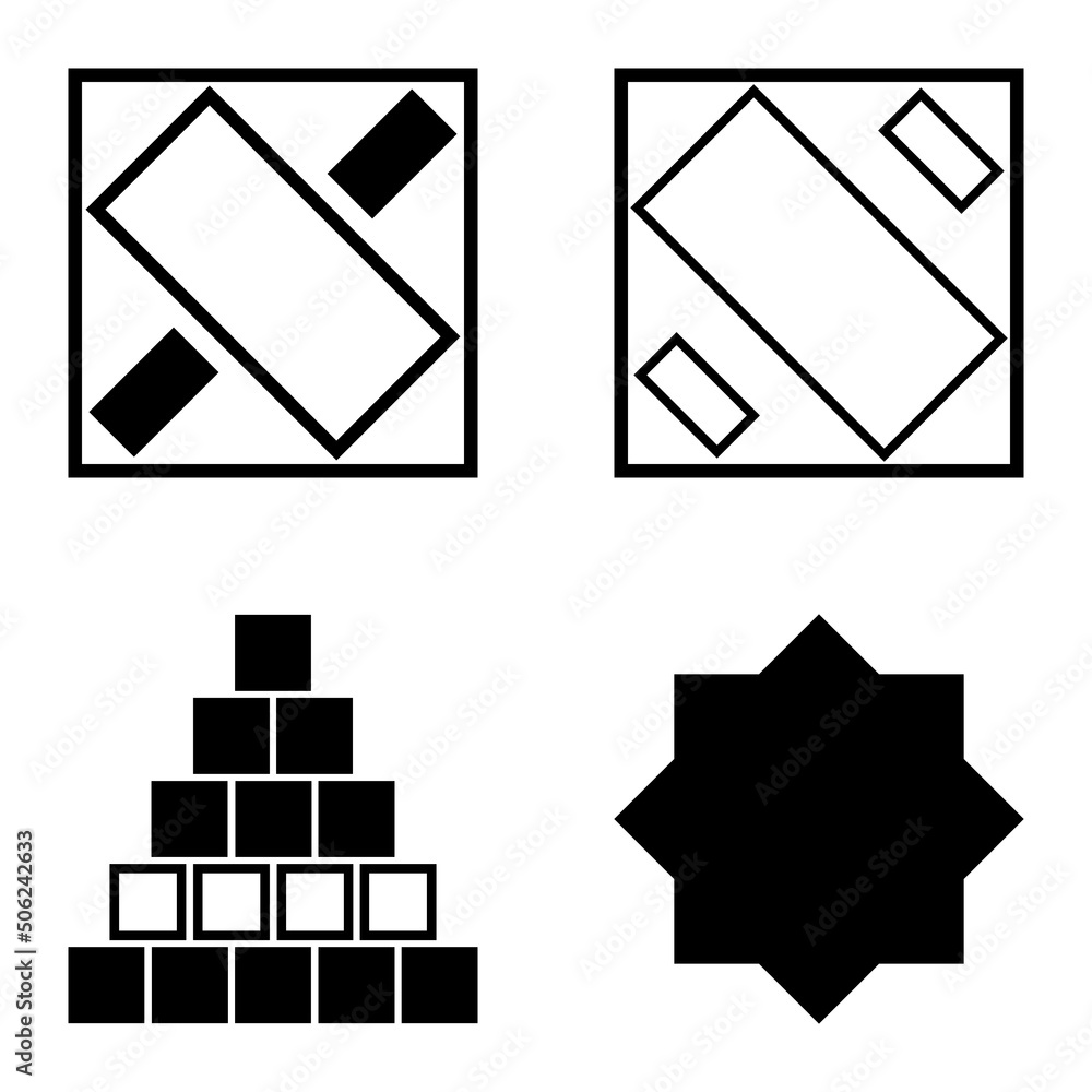 Wall mural Square2 Flat Icon Set Isolated On White Background