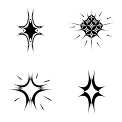 Starburst Flat Icon Set Isolated On White Background