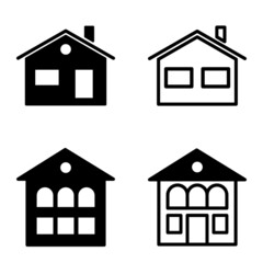Houses Flat Icon Set Isolated On White Background