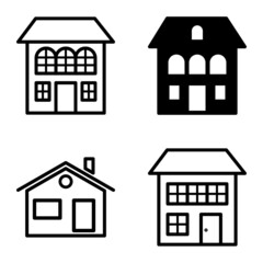 Houses Flat Icon Set Isolated On White Background