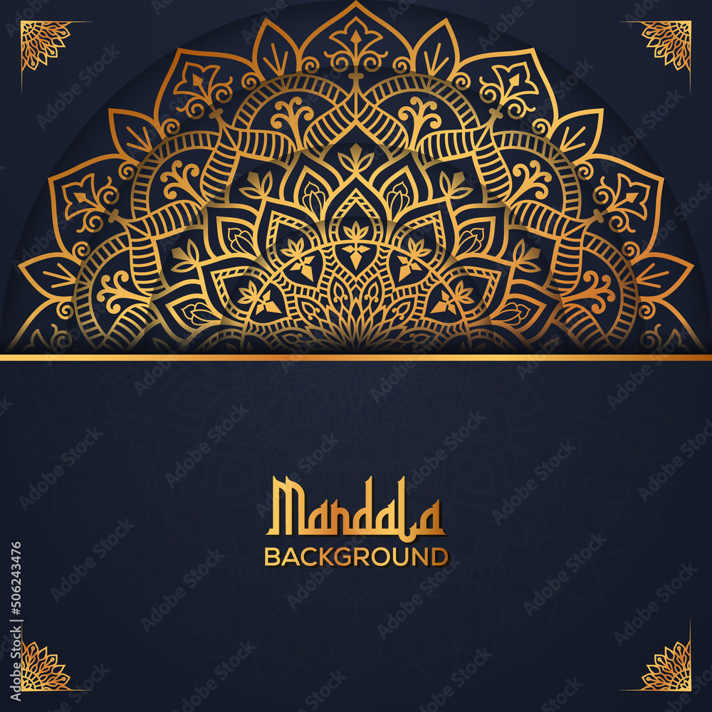 Sticker Luxury mandala background with golden arabesque pattern Arabic Islamic east style. Ramadan Style Decorative mandala. Mandala for print, poster, cover, brochure, flyer, banner