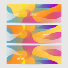Abstract colorful polygon banner design template. Colorful tech web banner with geometric shapes backdrop and gradient colors. Vector graphic design banner pattern presentation background.