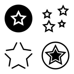 Stars Flat Icon Set Isolated On White Background