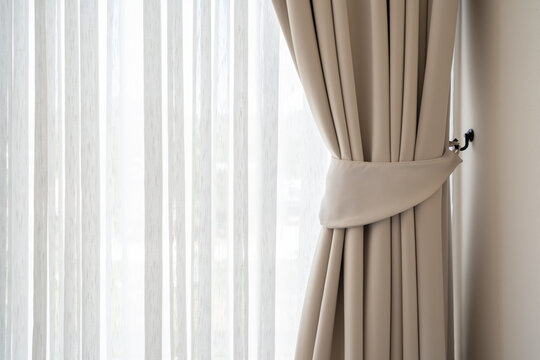 Interior decoration curtains in empty room