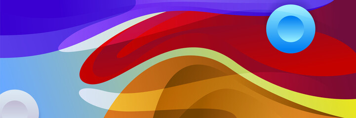 Colorful web banner concept with push button. Collection of horizontal promotion banners with gradient colors and abstract dynamic shapes. Header design for website. Vibrant background.