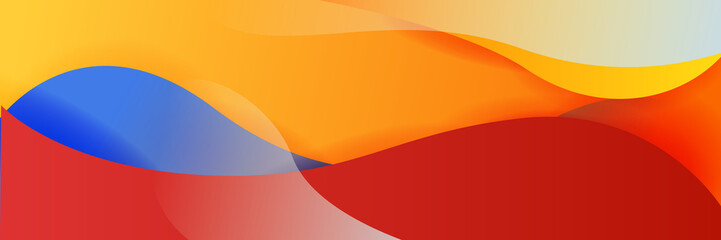 Colorful web banner concept with push button. Collection of horizontal promotion banners with gradient colors and abstract dynamic shapes. Header design for website. Vibrant background.