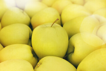 Fresh appetizing apples. Raw fruits and vegetables background, part of a set of collection of healthy organic fresh products